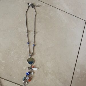 Chic Silver and Blue Pendant Necklace